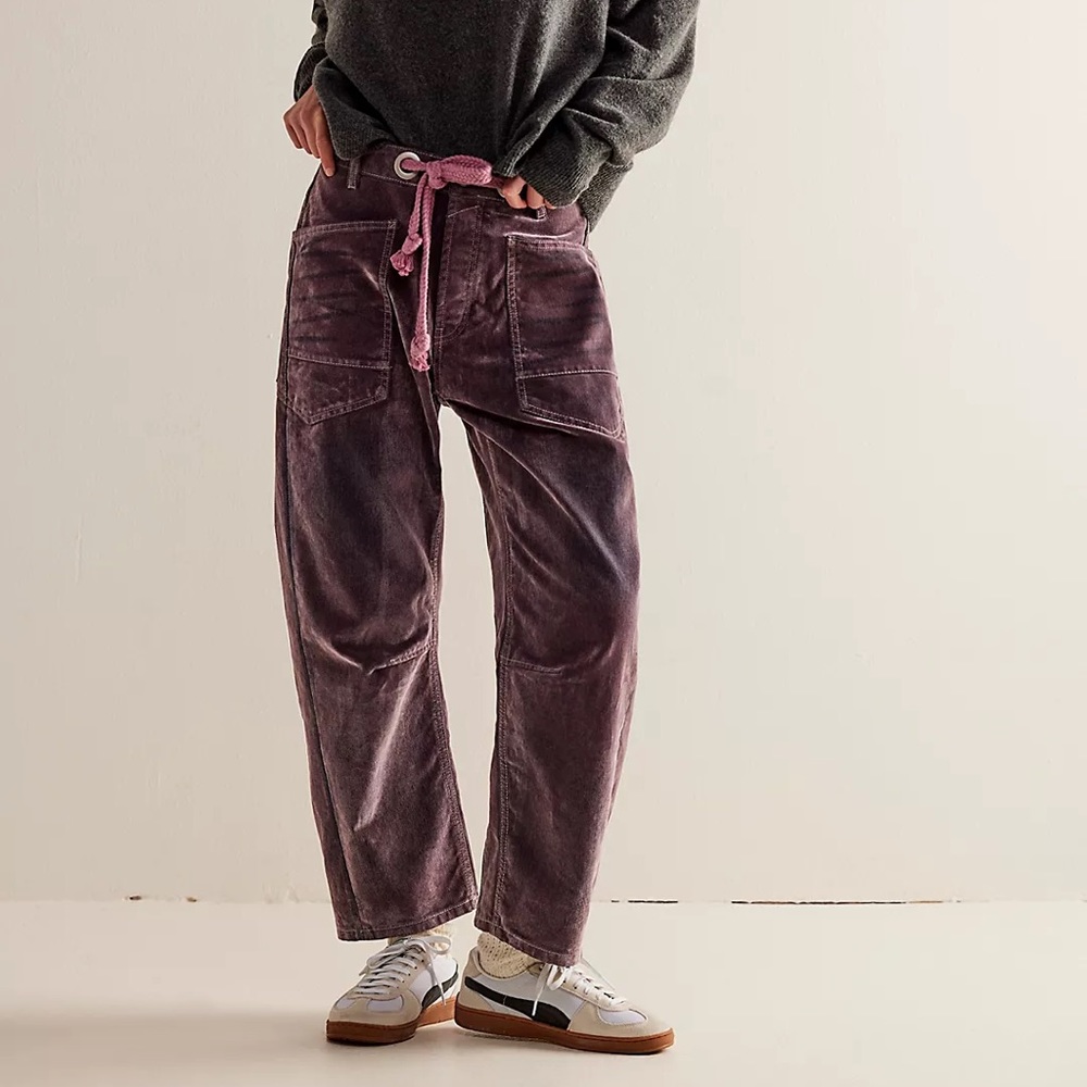We The Free Moxie Flocked Pull-On Barrel Jeans